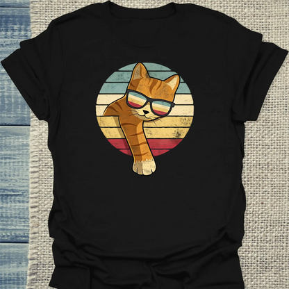 T-Shirt - Orange Vintage - Unisex - Katze, Orange Schwarz