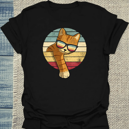 T-Shirt - Orange Vintage - Unisex - Katze, Orange Schwarz