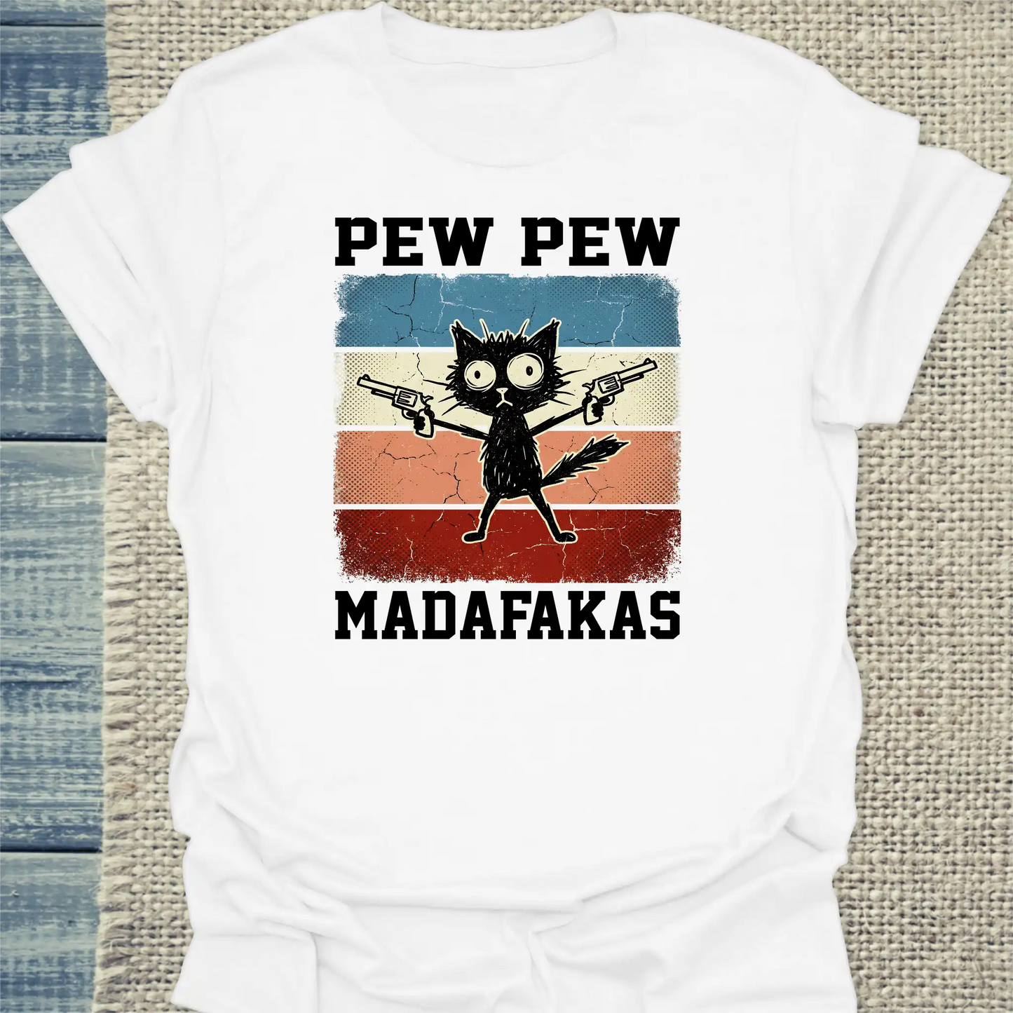 T-Shirt - Pew Pew Madafakas - Unisex - Katze Weiß