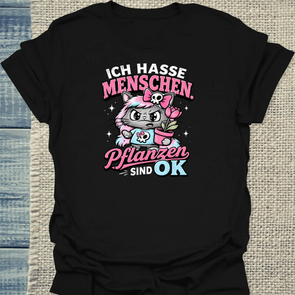 T-Shirt - Pflanzen sind OK - Unisex - Katze Schwarz