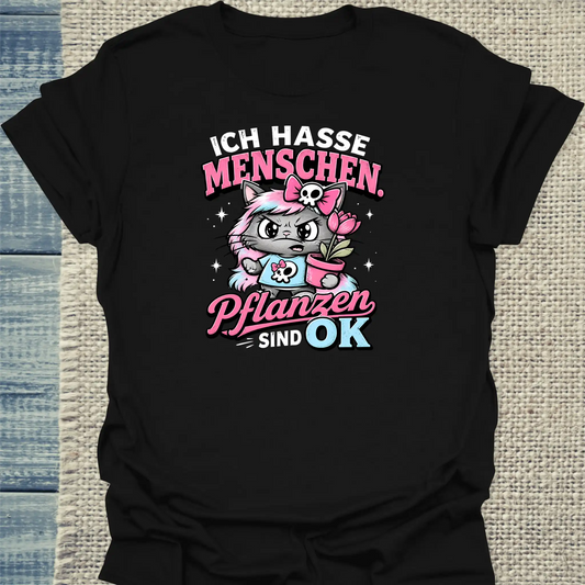 T-Shirt - Pflanzen sind OK - Unisex - Katze Schwarz