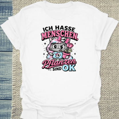 T-Shirt - Pflanzen sind OK - Unisex - Katze Weiß