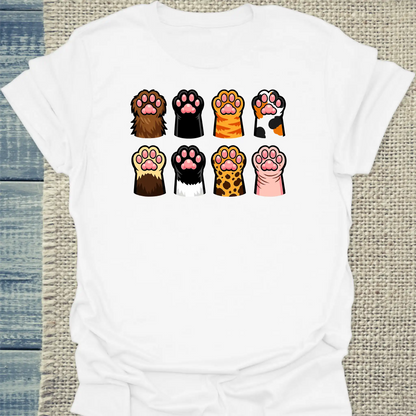 T-Shirt - Pfoten - Unisex - Katze Weiß