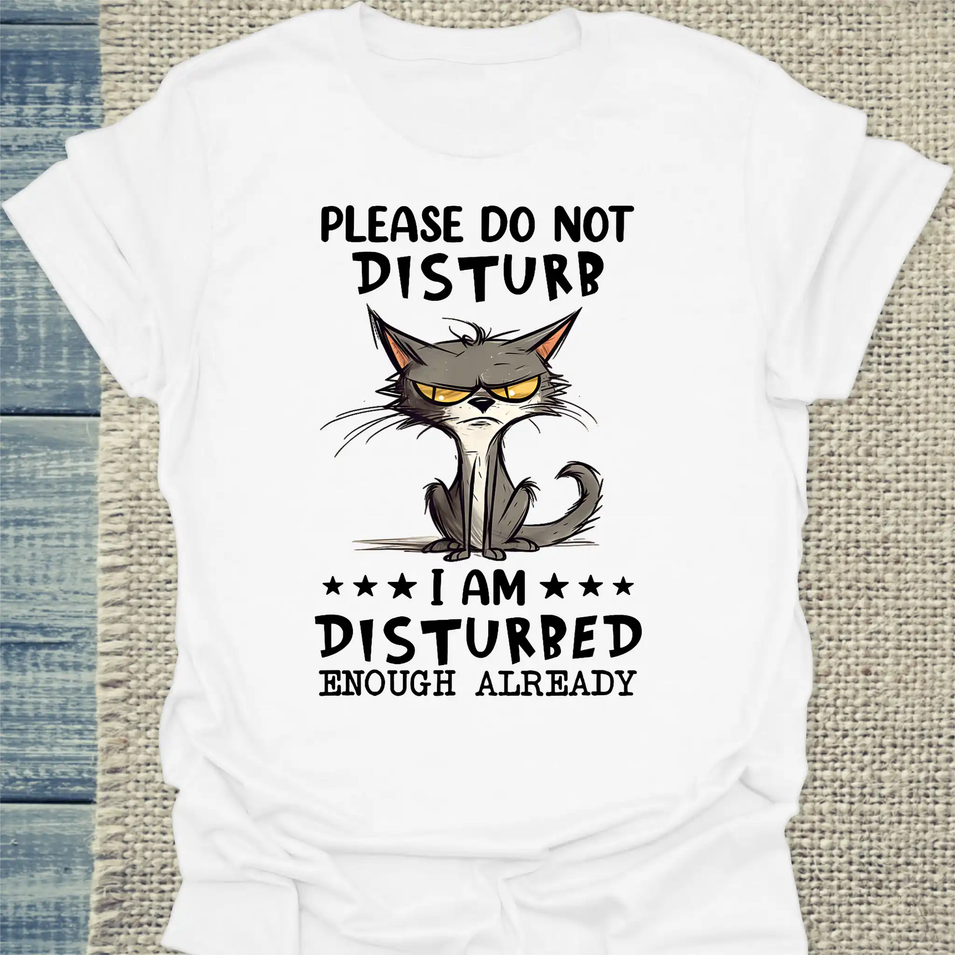 T-Shirt - Please Do Not Disturb - Unisex - Katze Weiß