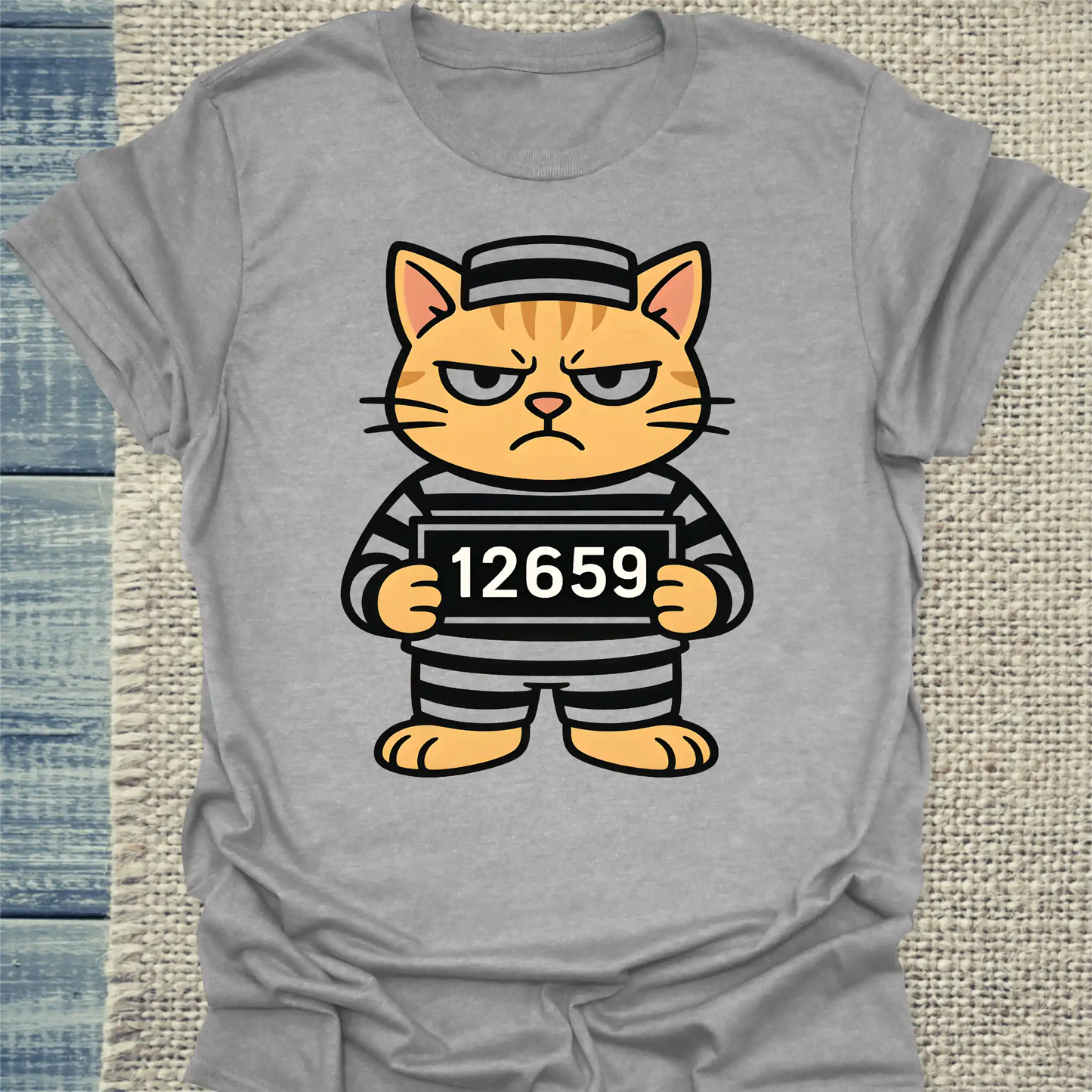 T-Shirt - Prison Cat - Unisex - Katze Grau