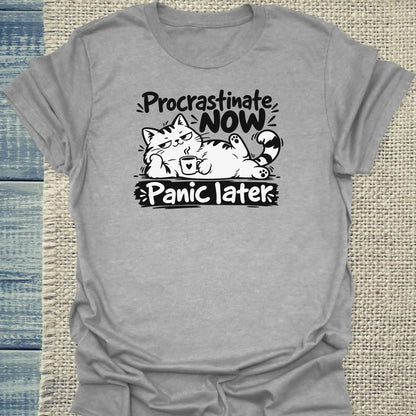 T-Shirt - Procrastinate - Unisex - Katze Grau