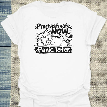 T-Shirt - Procrastinate - Unisex - Katze Weiß