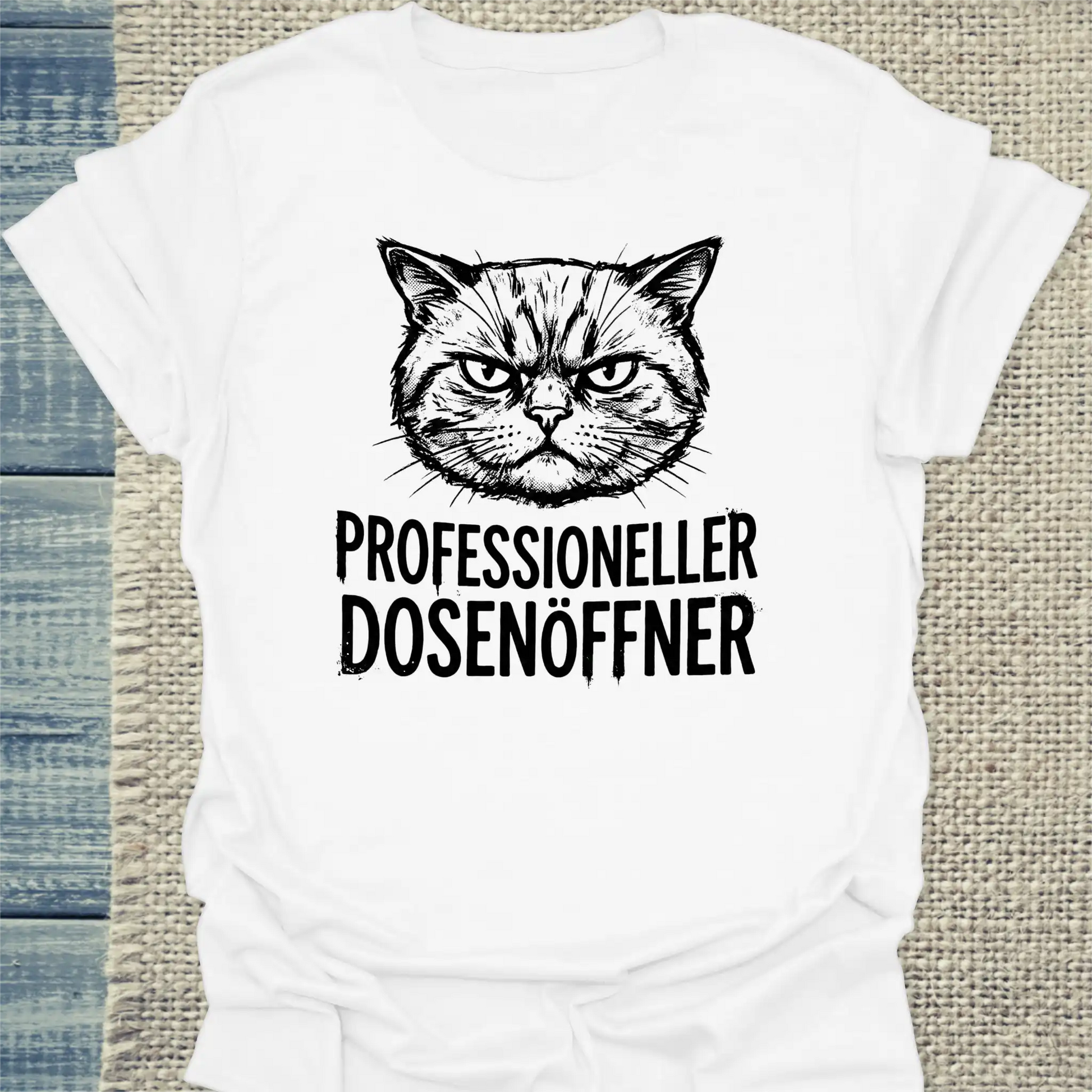 T-Shirt - Professioneller Dosenöffner - Unisex - Katze Weiß