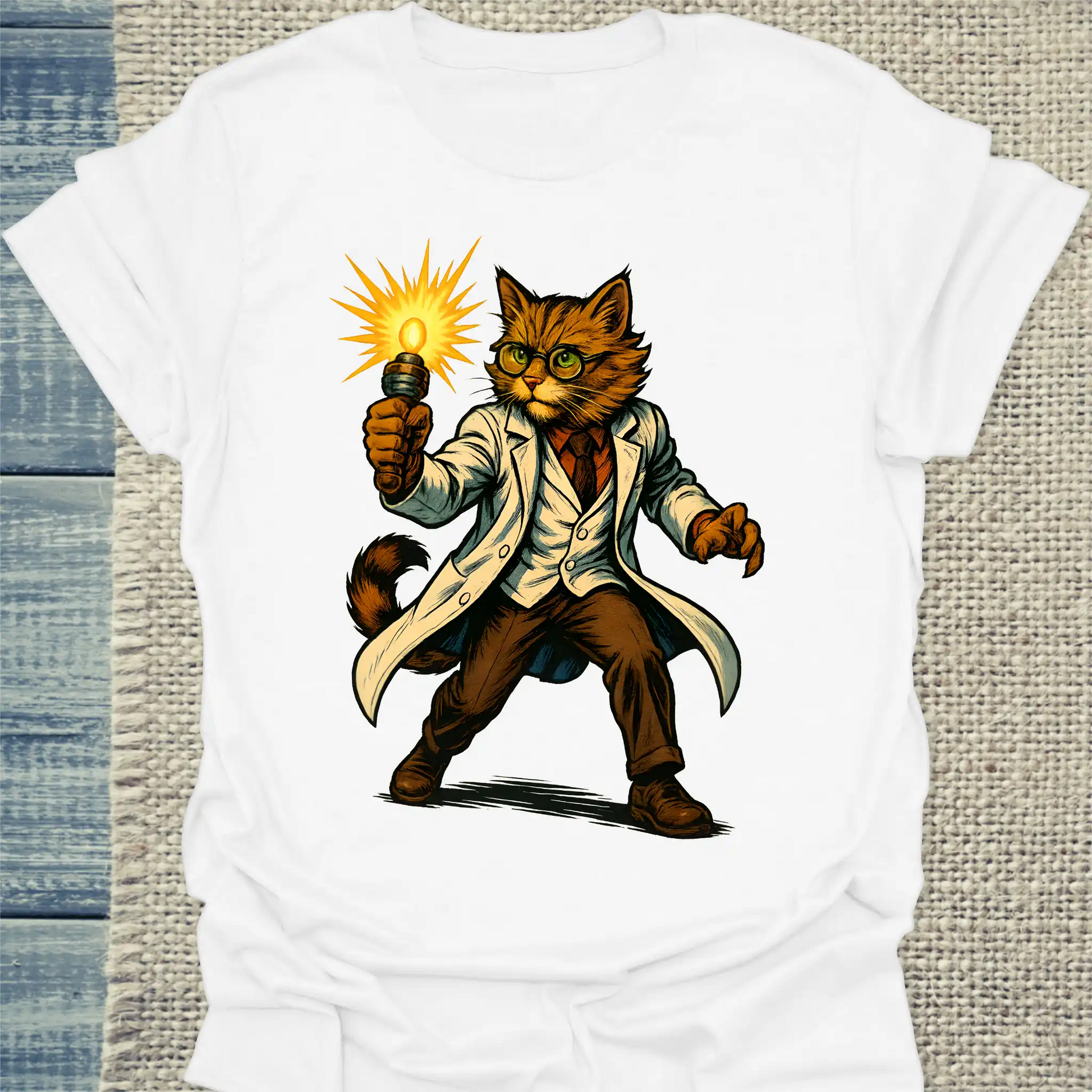 T-Shirt - Professor Schnurrfekt - Superpfoten - Unisex - Superpfoten Weiß