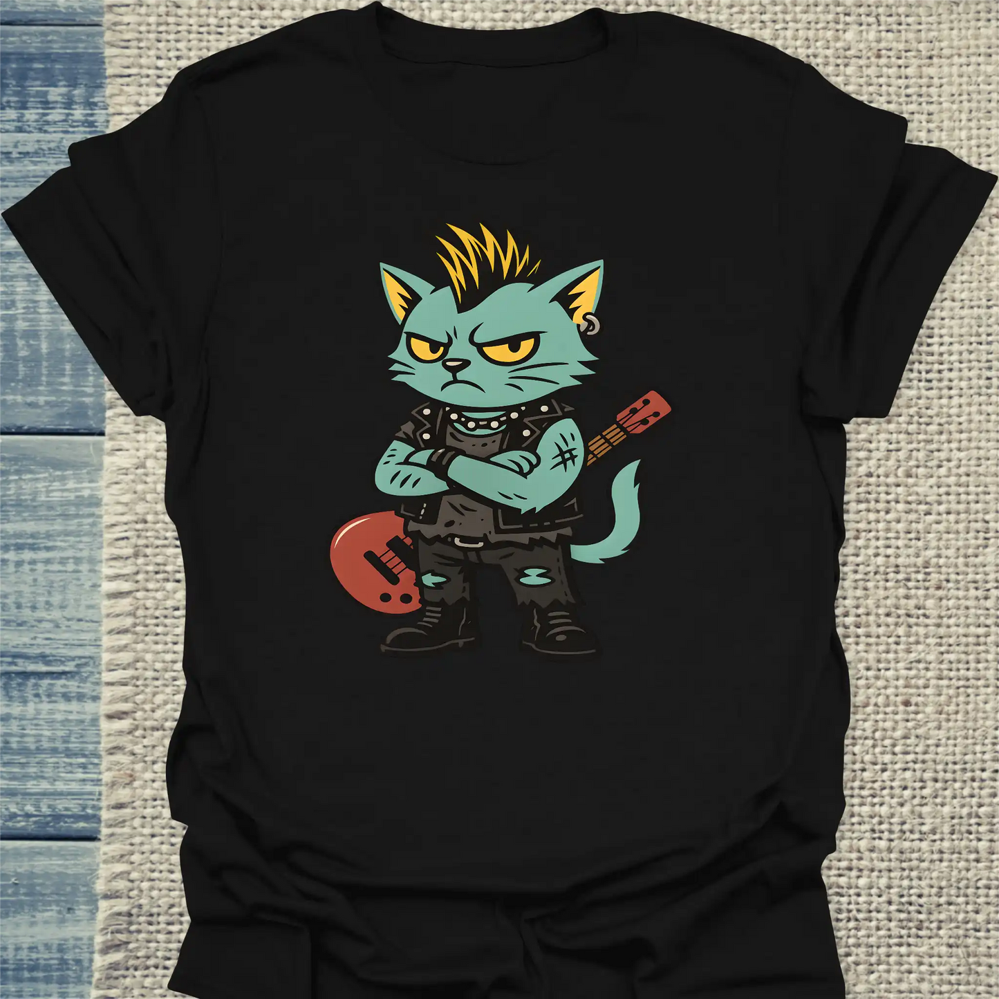 T-Shirt - Punk Cat - Unisex - Katze Schwarz