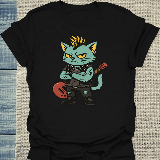 T-Shirt - Punk Cat - Unisex - Katze Schwarz