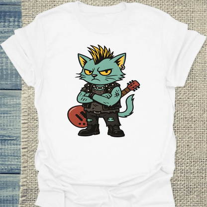 T-Shirt - Punk Cat - Unisex - Katze Weiß