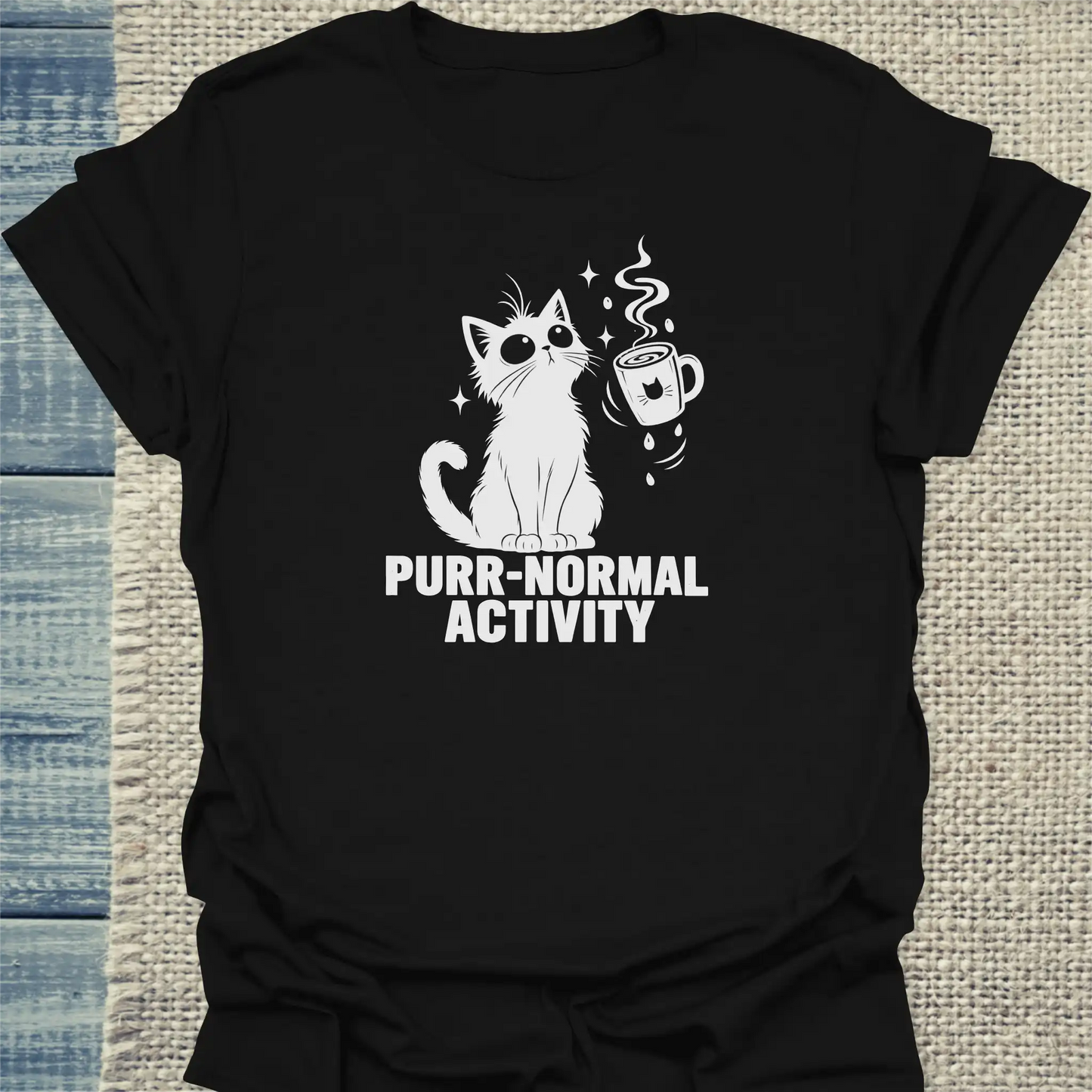 T-Shirt - Purr-normal Activity - Unisex - Katze & Kaffee, Halloween Schwarz