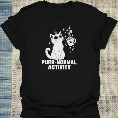 T-Shirt - Purr-normal Activity - Unisex - Katze & Kaffee, Halloween Schwarz