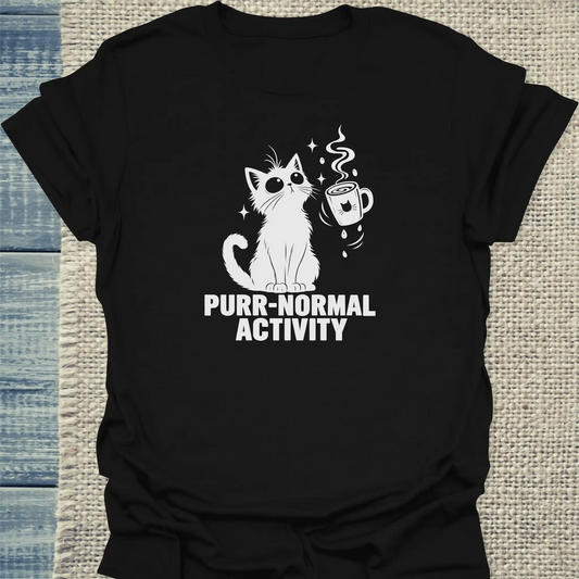 T-Shirt - Purr-normal Activity - Unisex - Katze & Kaffee, Halloween Schwarz