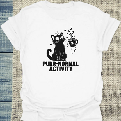 T-Shirt - Purr-normal Activity - Unisex - Katze & Kaffee, Halloween Weiß