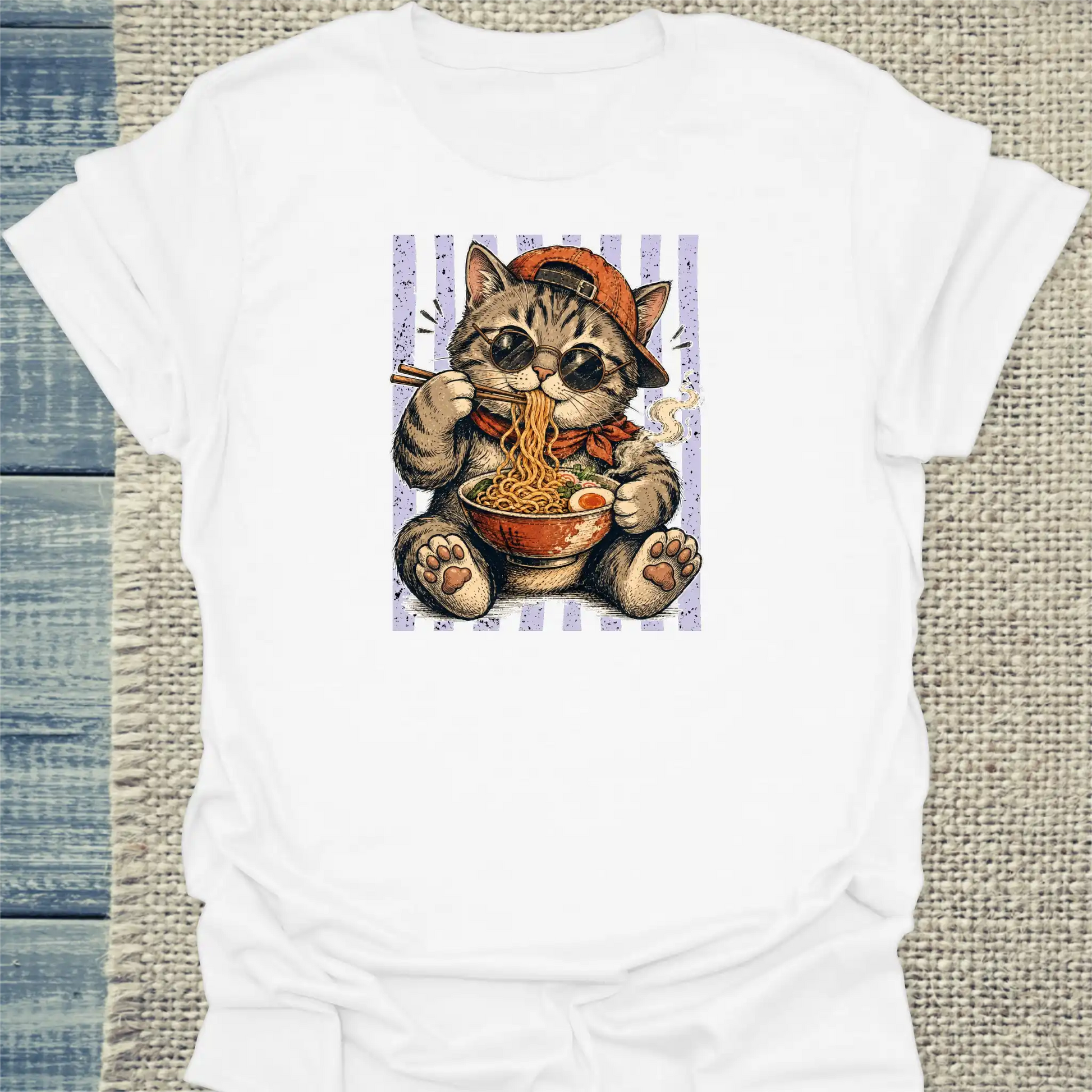 T-Shirt - Ramen Boy - Unisex - Katze, Ramen, Cat Guy Weiß