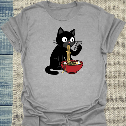 T-Shirt - Ramen - Unisex - Katze Grau
