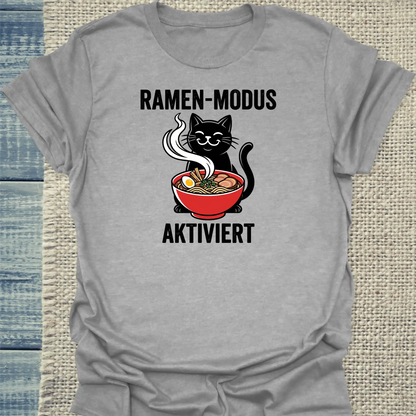 T-Shirt - Ramen-Modus - Unisex - Katze Grau