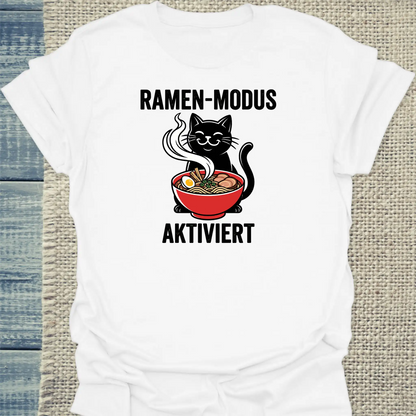 T-Shirt - Ramen-Modus - Unisex - Katze Weiß