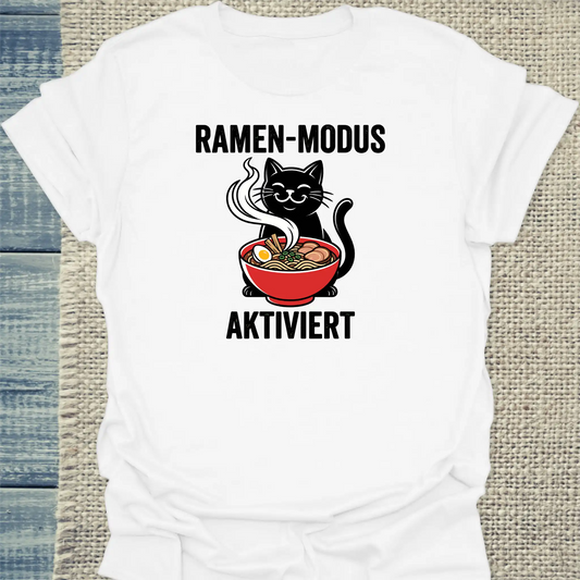 T-Shirt - Ramen-Modus - Unisex - Katze Weiß