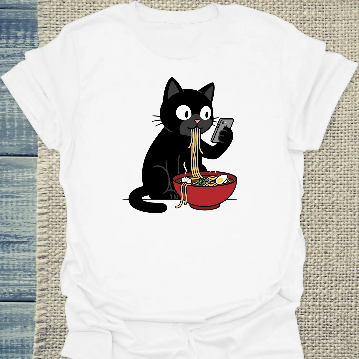 T-Shirt - Ramen - Unisex - Katze Weiß