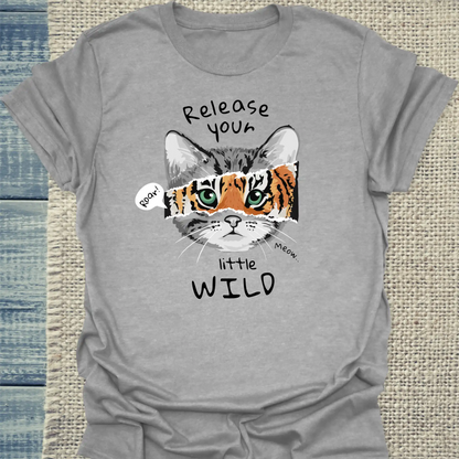 T-Shirt - Release your little wild - Unisex - Katze Grau