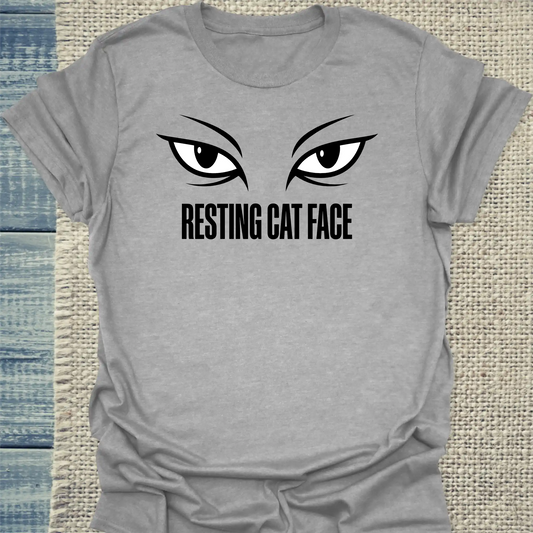 T-Shirt - Resting Cat Face - Unisex - Katze Grau