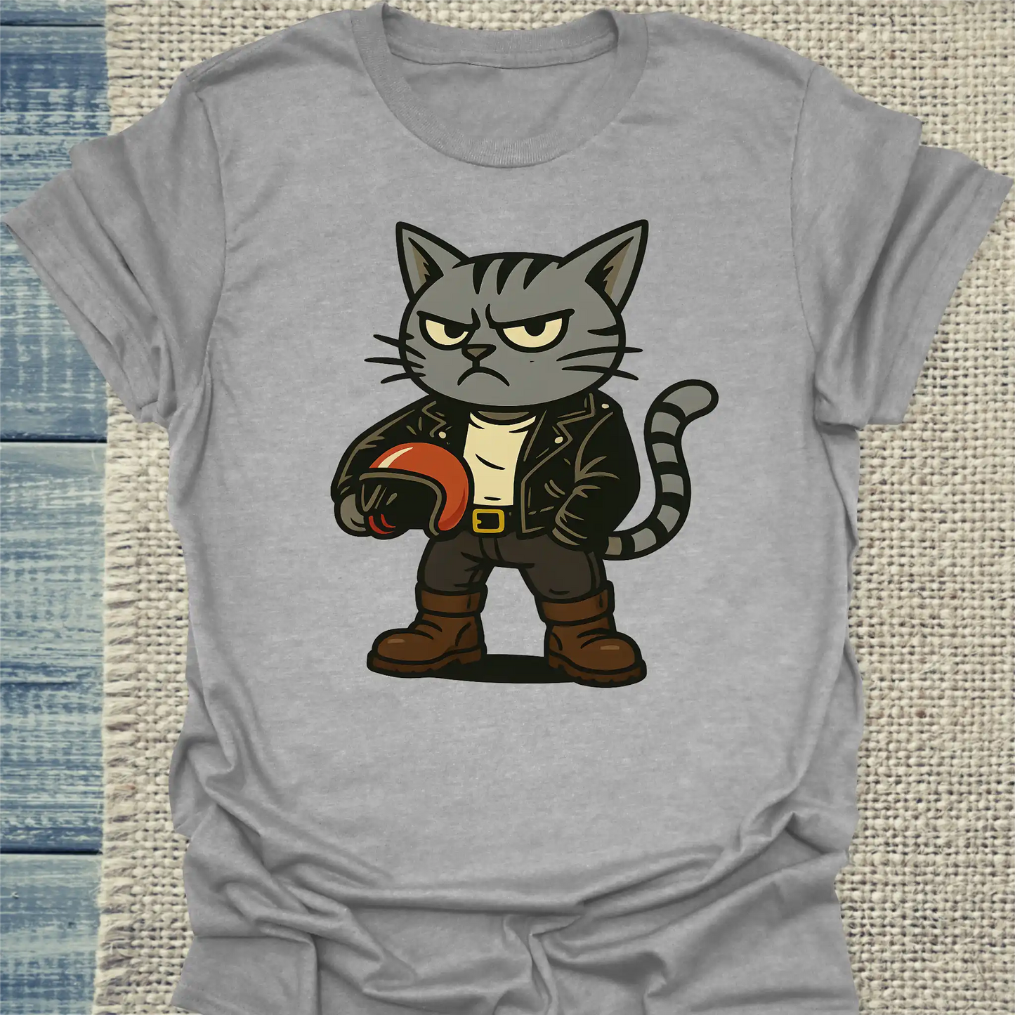 T-Shirt - Rocker Katze - Unisex - Katze Grau
