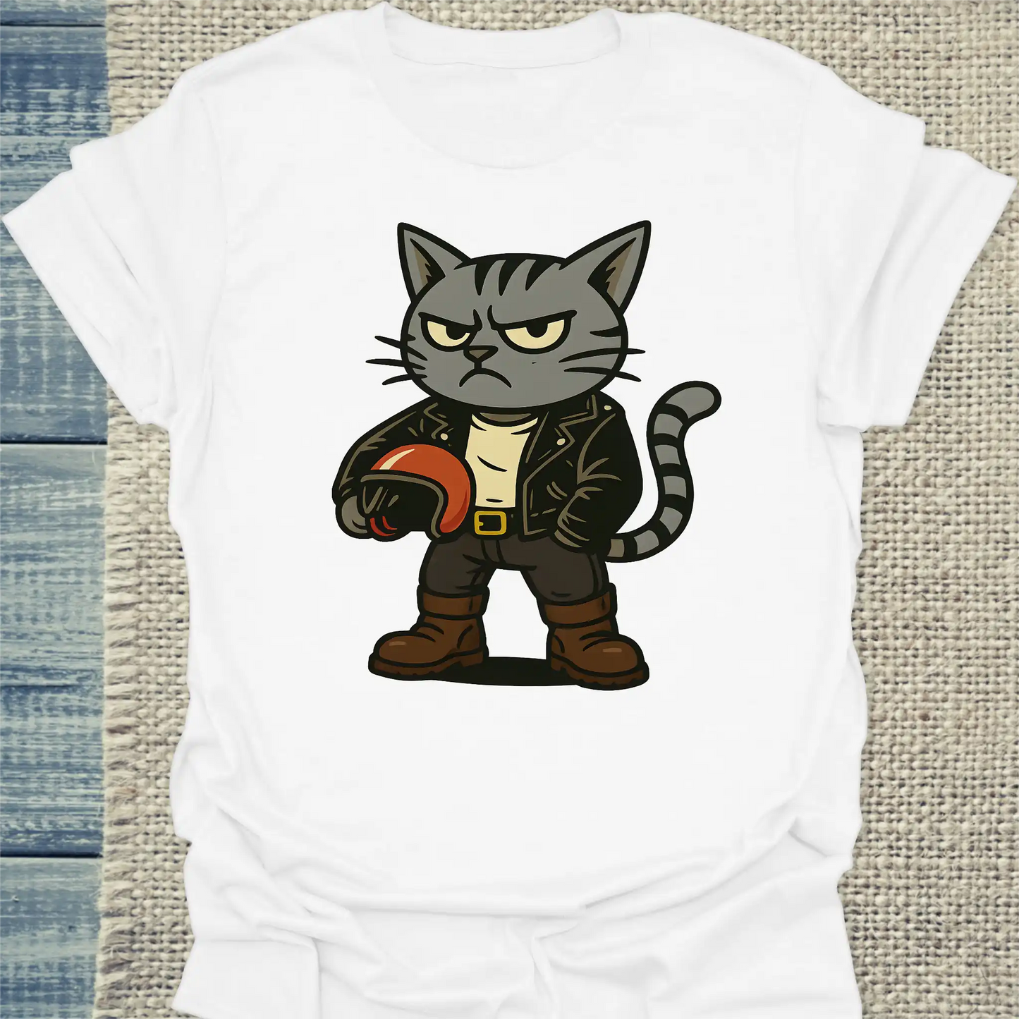 T-Shirt - Rocker Katze - Unisex - Katze Weiß