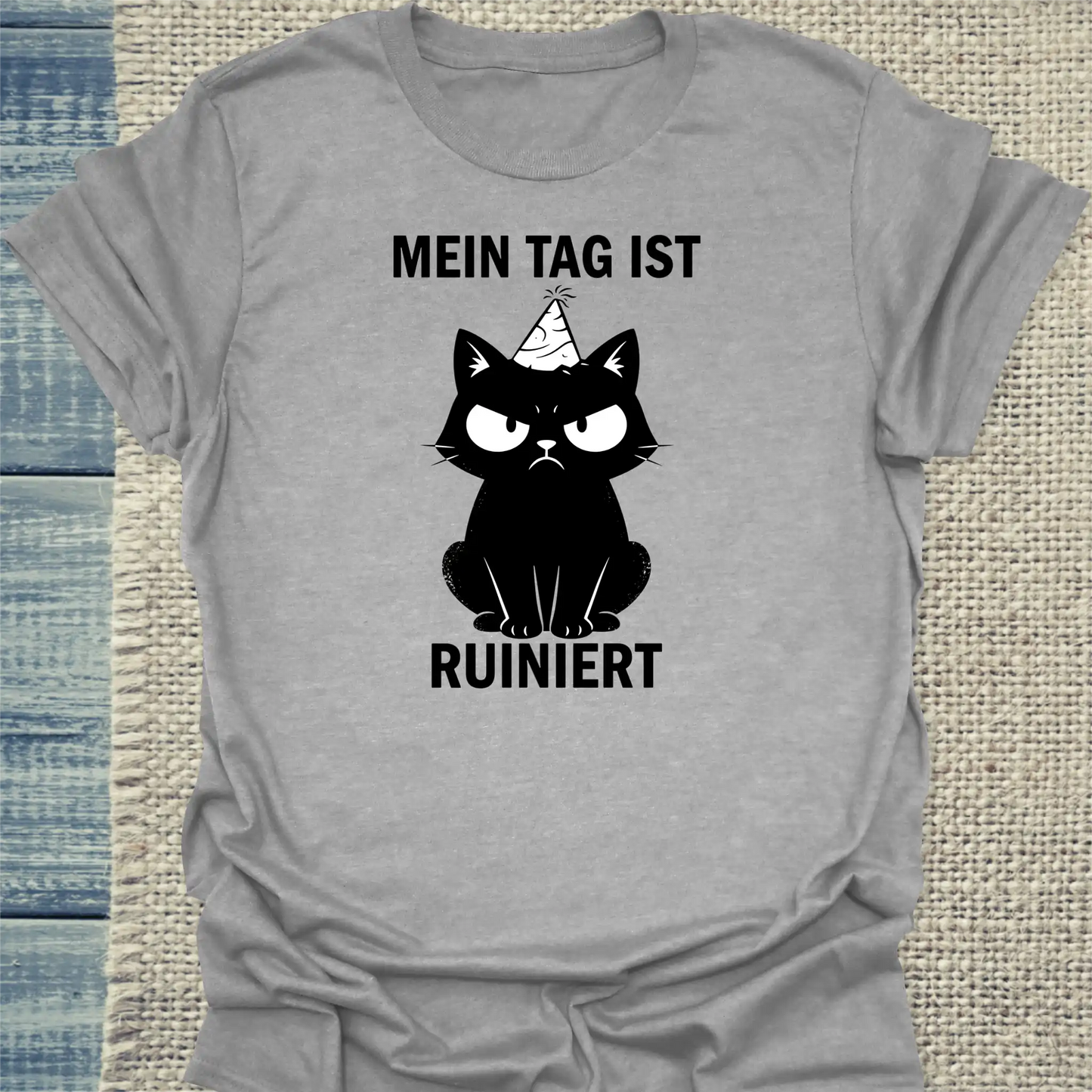 T-Shirt - Ruiniert - Unisex - Katze Grau