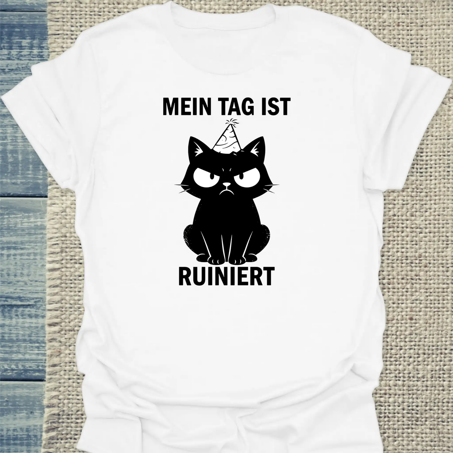 T-Shirt - Ruiniert - Unisex - Katze Weiß