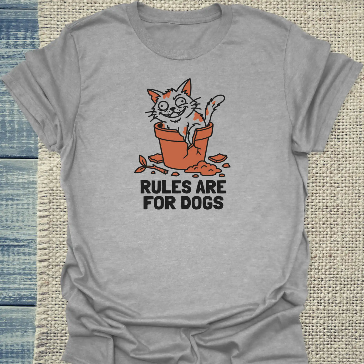 T-Shirt - Rules are for dogs - Unisex - Katze Grau
