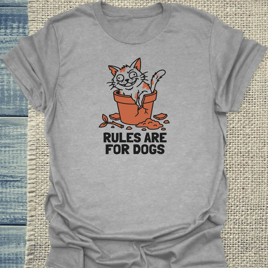 T-Shirt - Rules are for dogs - Unisex - Katze Grau
