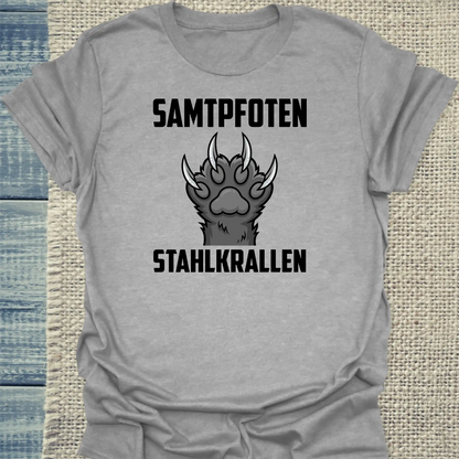 T-Shirt - Samtpfoten - Stahlkrallen - Unisex - Katze Grau