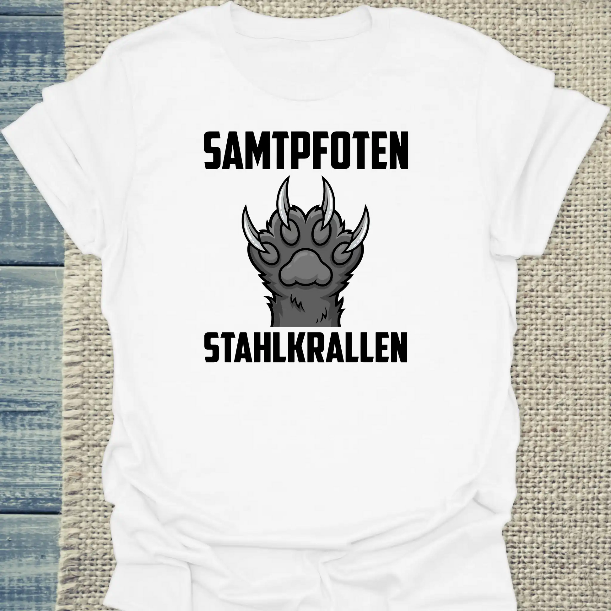T-Shirt - Samtpfoten - Stahlkrallen - Unisex - Katze Weiß