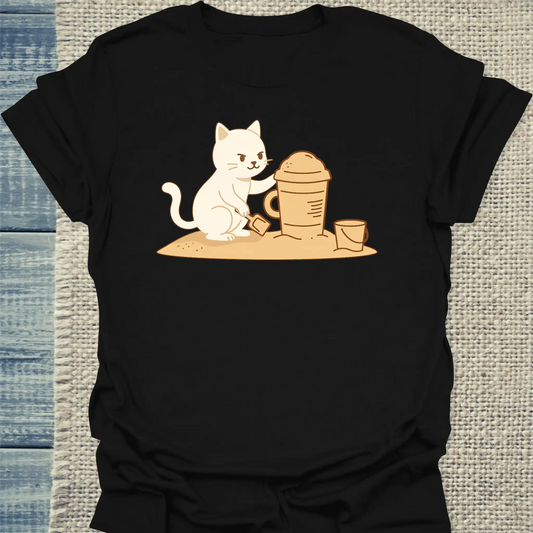 T-Shirt - Sandkuchen - Unisex - Katze, Sommer Schwarz