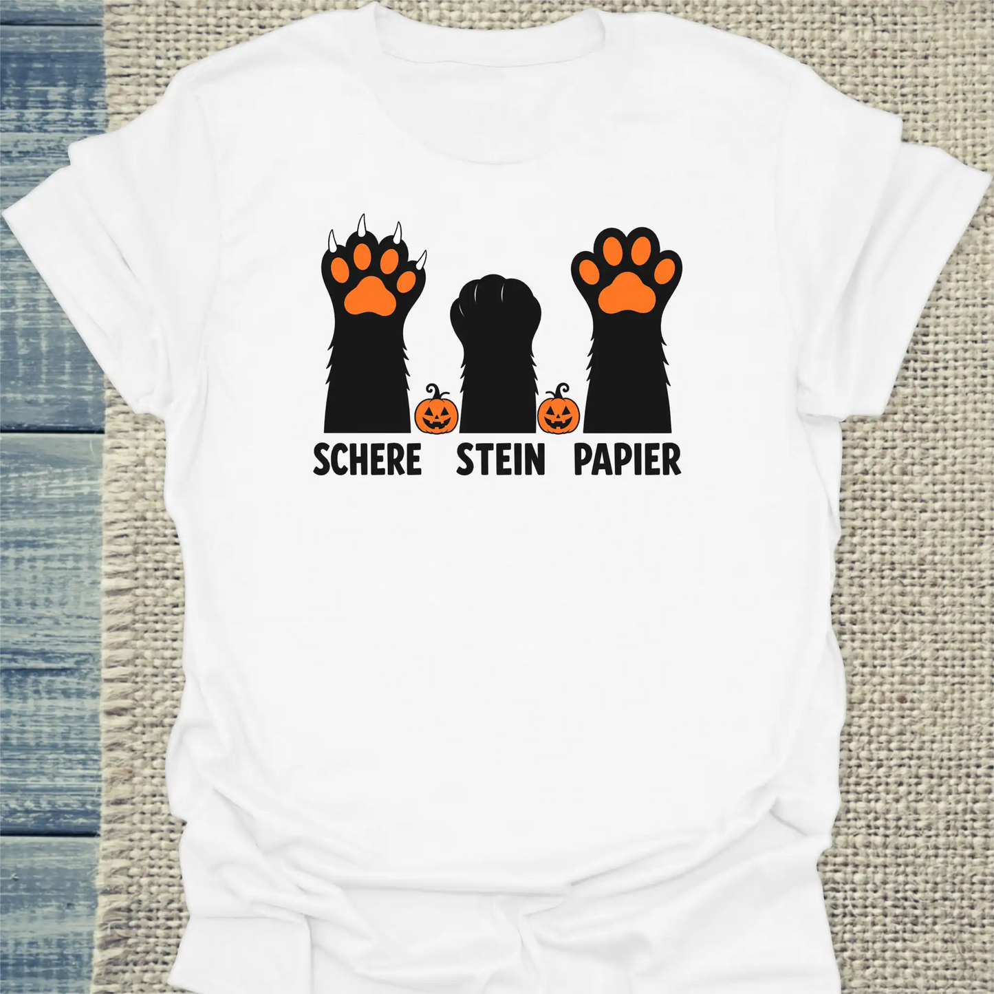 T-Shirt - Schere Halloween - Unisex - Katze, Halloween Weiß
