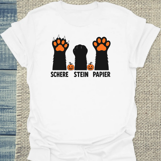 T-Shirt - Schere Halloween - Unisex - Katze, Halloween Weiß