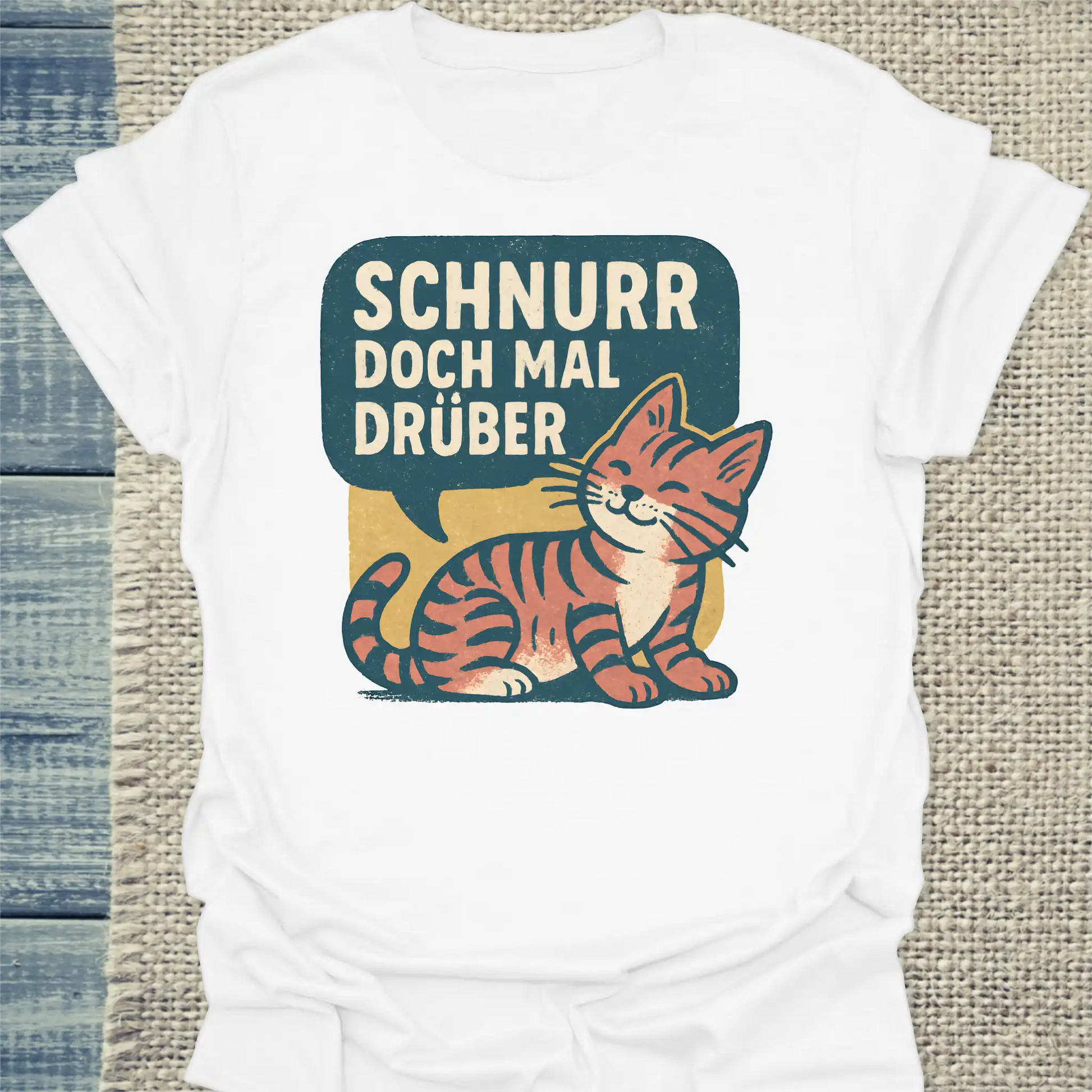 T-Shirt - Schnurr doch mal drüber - Unisex - Katze Weiß