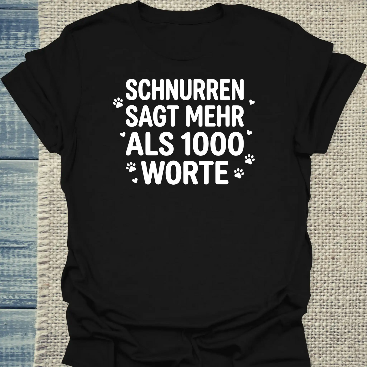 T-Shirt - Schnurren sagt mehr als 1000 Worte - Unisex - Katze Schwarz