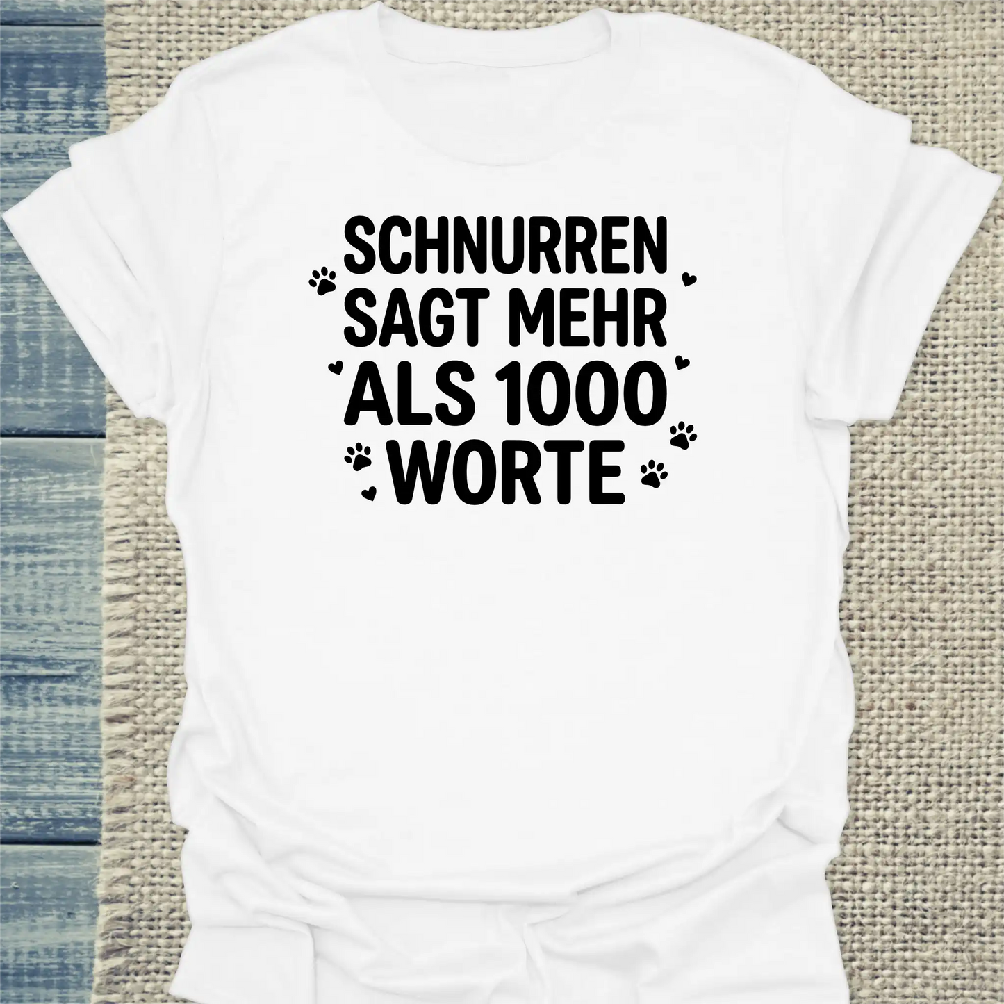 T-Shirt - Schnurren sagt mehr als 1000 Worte - Unisex - Katze Weiß