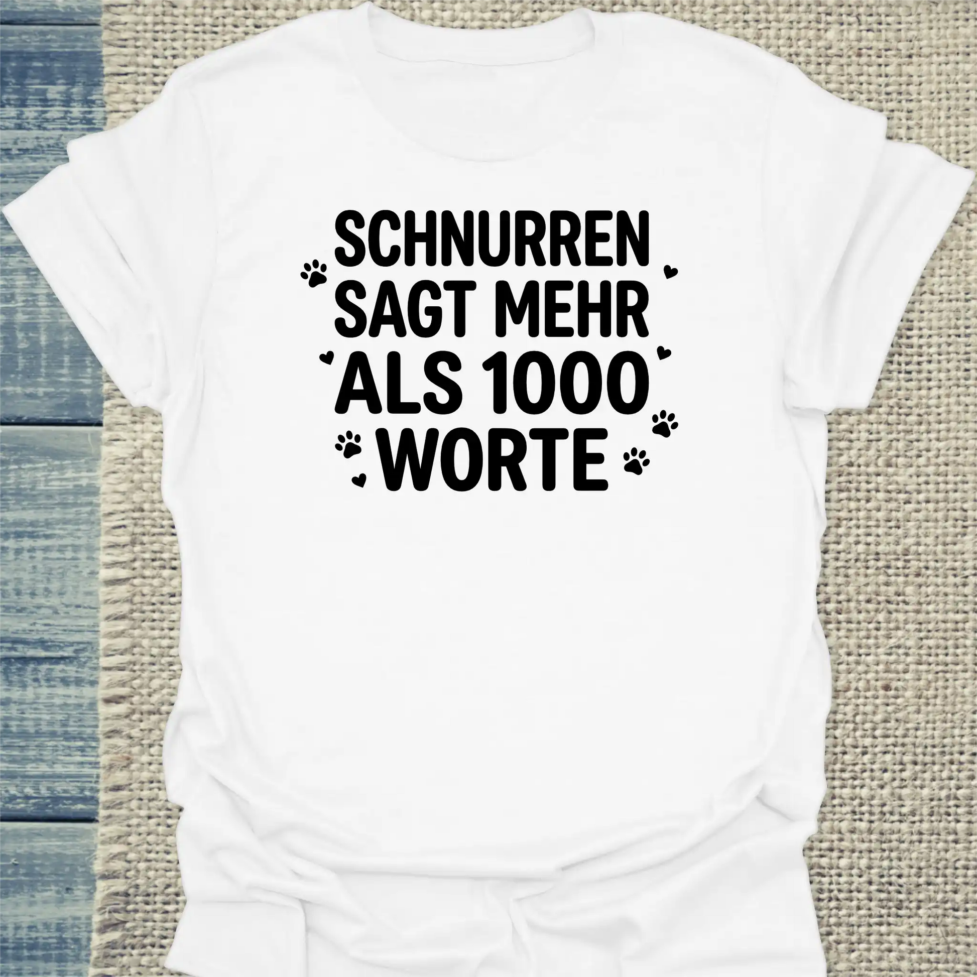 T-Shirt - Schnurren sagt mehr als 1000 Worte - Unisex - Katze Weiß