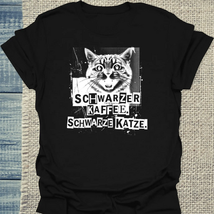 T-Shirt - Schwarzer Kaffee - Schwarze Katze - Unisex - Katze & Kaffee Schwarz