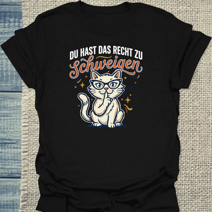 T-Shirt - Schweigen - Unisex - Katze Schwarz