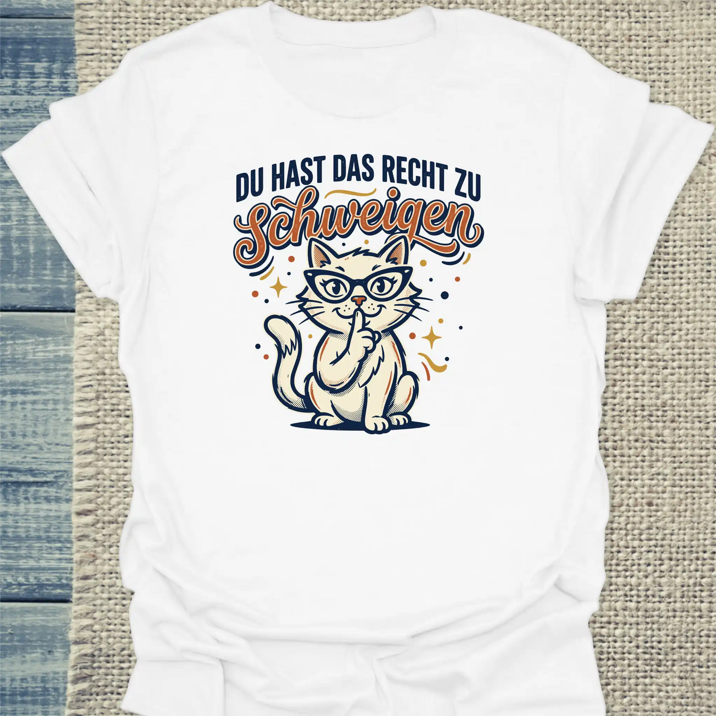 T-Shirt - Schweigen - Unisex - Katze Weiß