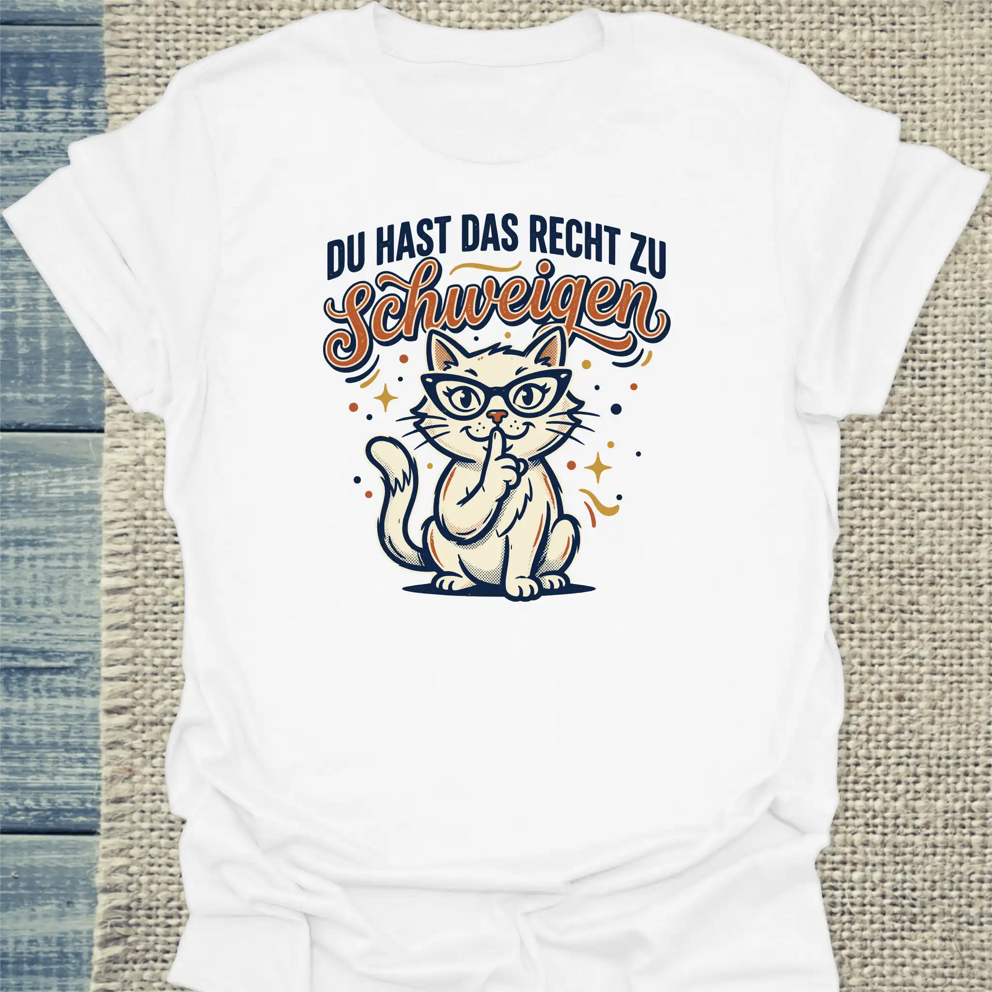 T-Shirt - Schweigen - Unisex - Katze Weiß