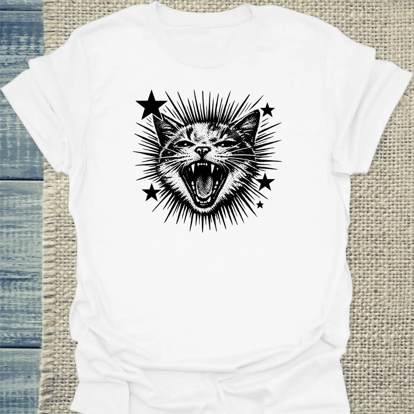 T-Shirt - Scream - Unisex - Katze, Cat Guy Weiß