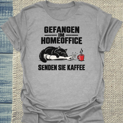 T-Shirt - Senden Sie Kaffee - Unisex - Katze & Kaffee Grau