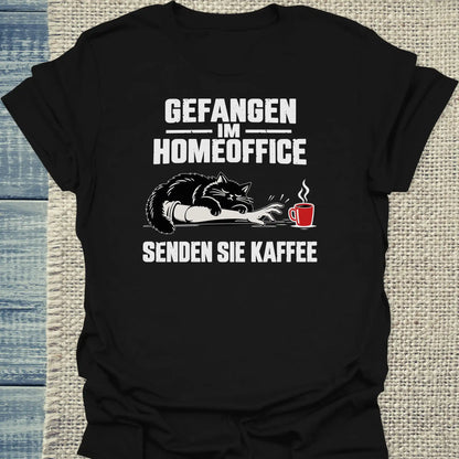 T-Shirt - Senden Sie Kaffee - Unisex - Katze & Kaffee Schwarz